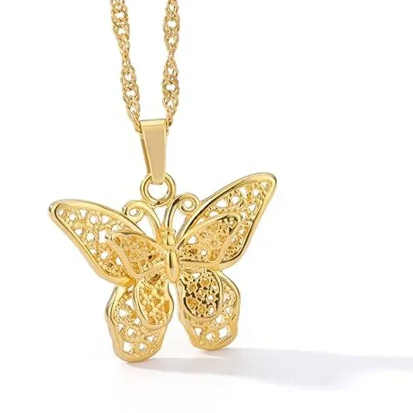 Neiman Marcus 18k Gold Plated Butterfly Necklace - Picture 6 of 6